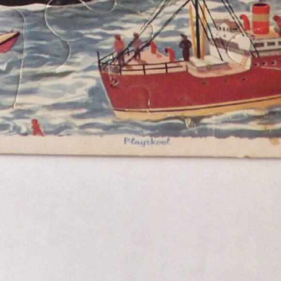 PLAYSKOOL 1950s Tray Puzzle 80-2C Printed in USA Boats Buildings Golden Press - Picture 4 of 4